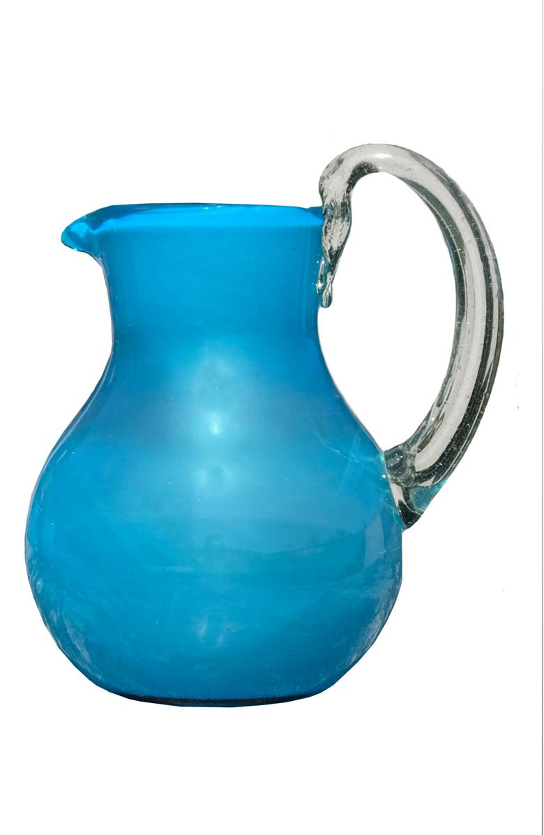 Verve Culture Handblown Glass Pitcher, Main, color, Aqua