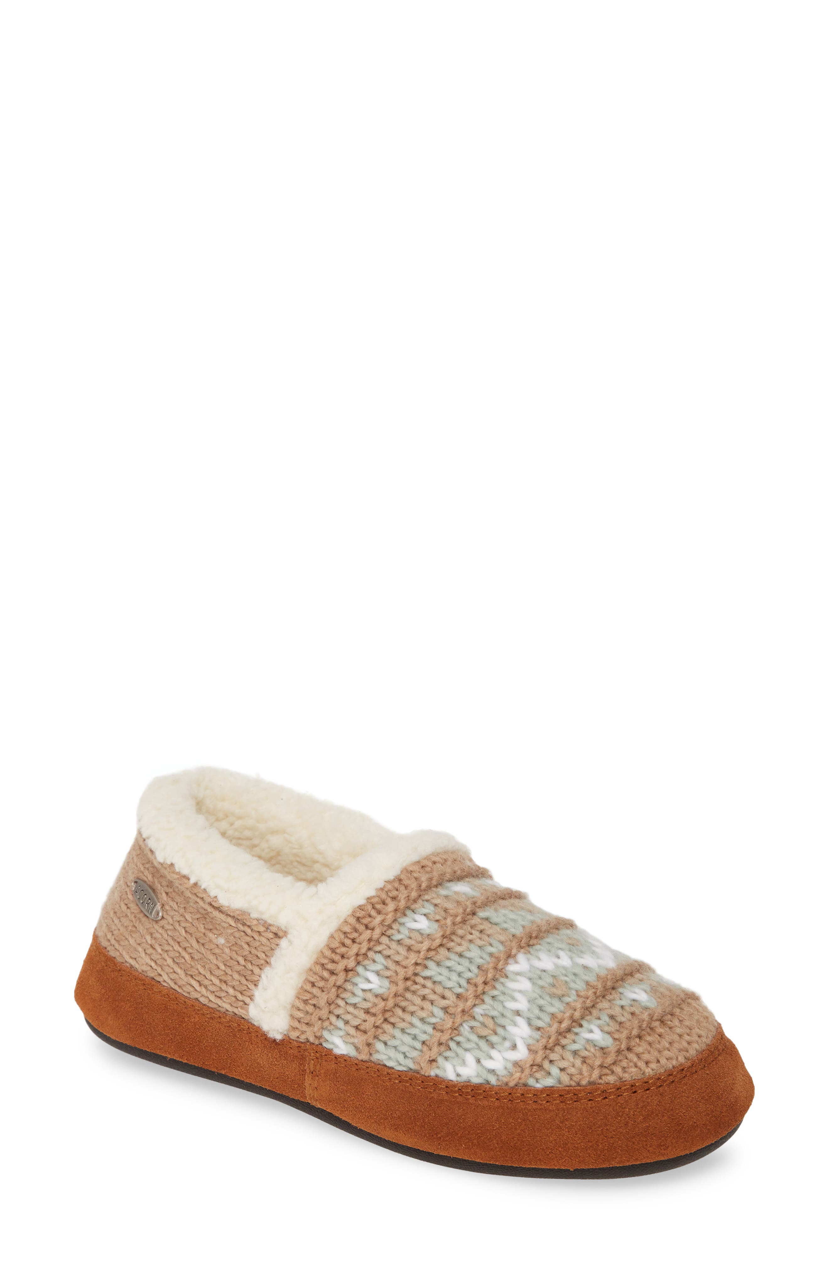 Nordic Faux Fur Moc Slipper, Main, color, NORDIC OATMEAL HEATHER KNIT