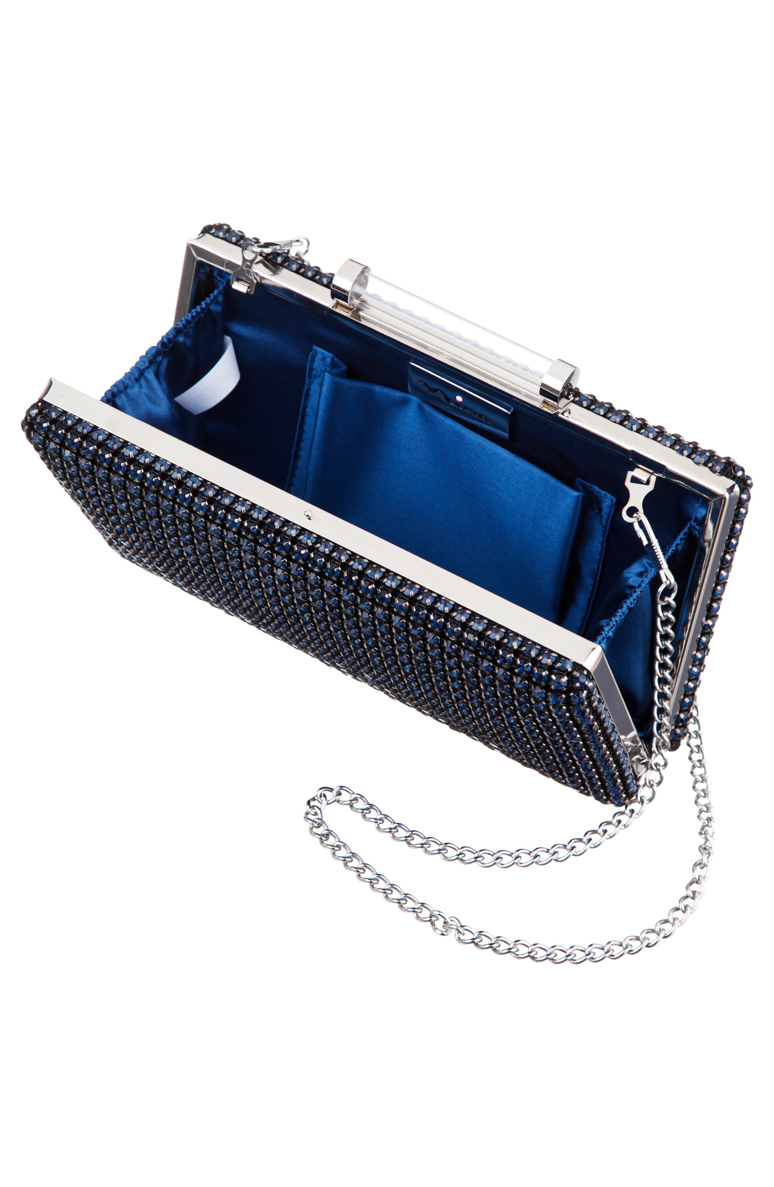 Gracious Crystal Clutch, Alternate, color, NAVY