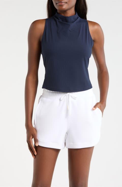 Rib Funnel Neck Sleeveless Top