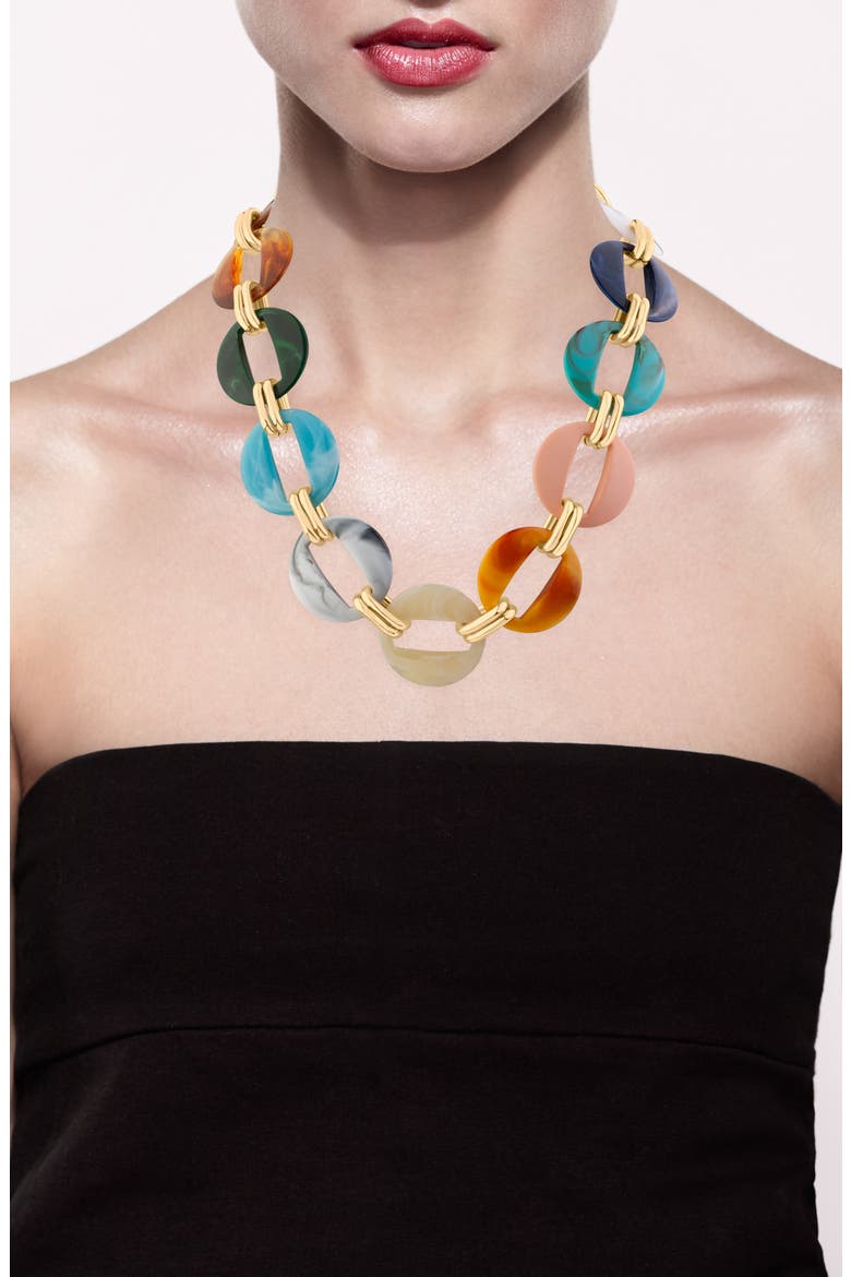 Multicolor Resin Disc Necklace (Nordstrom Exclusive), Alternate, color, MULTI/ GOLD