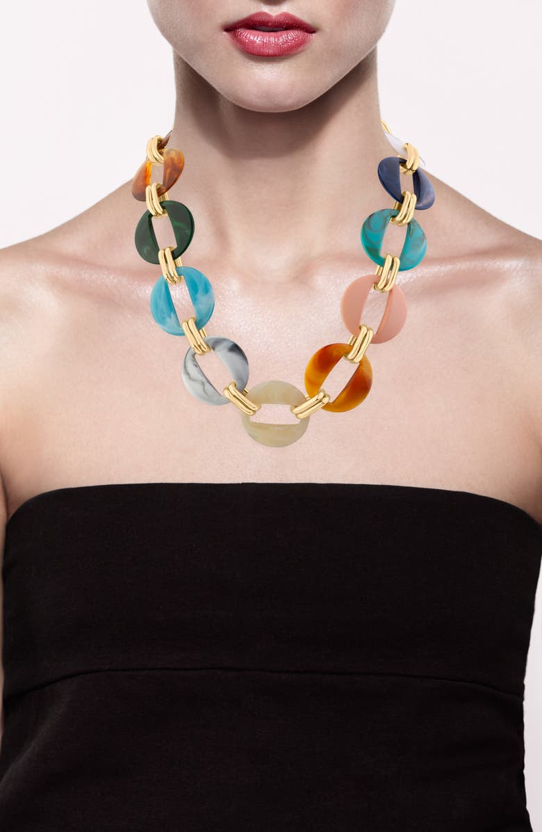 JARDIN Multicolor Resin Disc Necklace, Alternate, color, Multi/ Gold