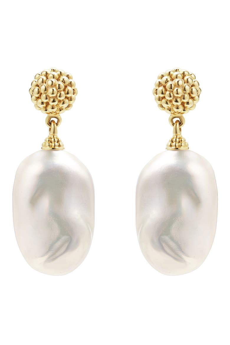 Luna Freshwater Pearl Drop Earrings, Alternate, color, GOLD