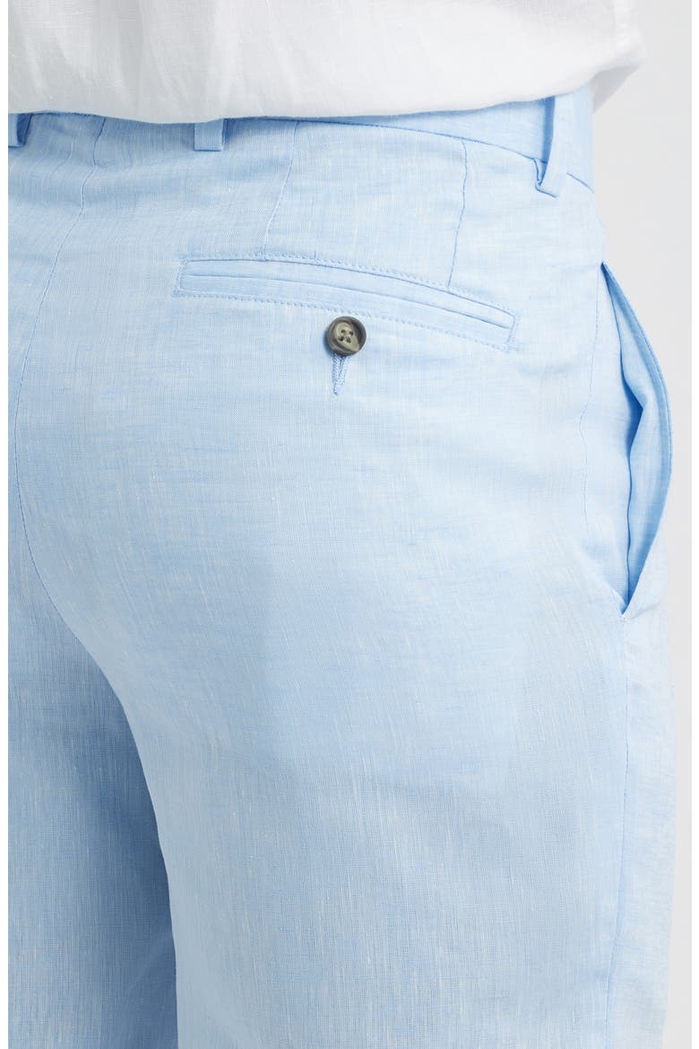 Light Blue Flat Front Linen Shorts, Alternate, color, LIGHT BLUE