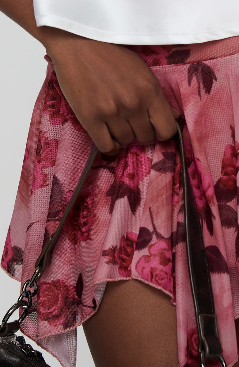 Princess Polly Perezie Handkerchief Hem Mesh Miniskirt, Alternate, color, Pink