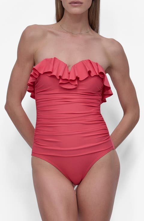 Ruffled Bandeau One-Piece Swimsuit