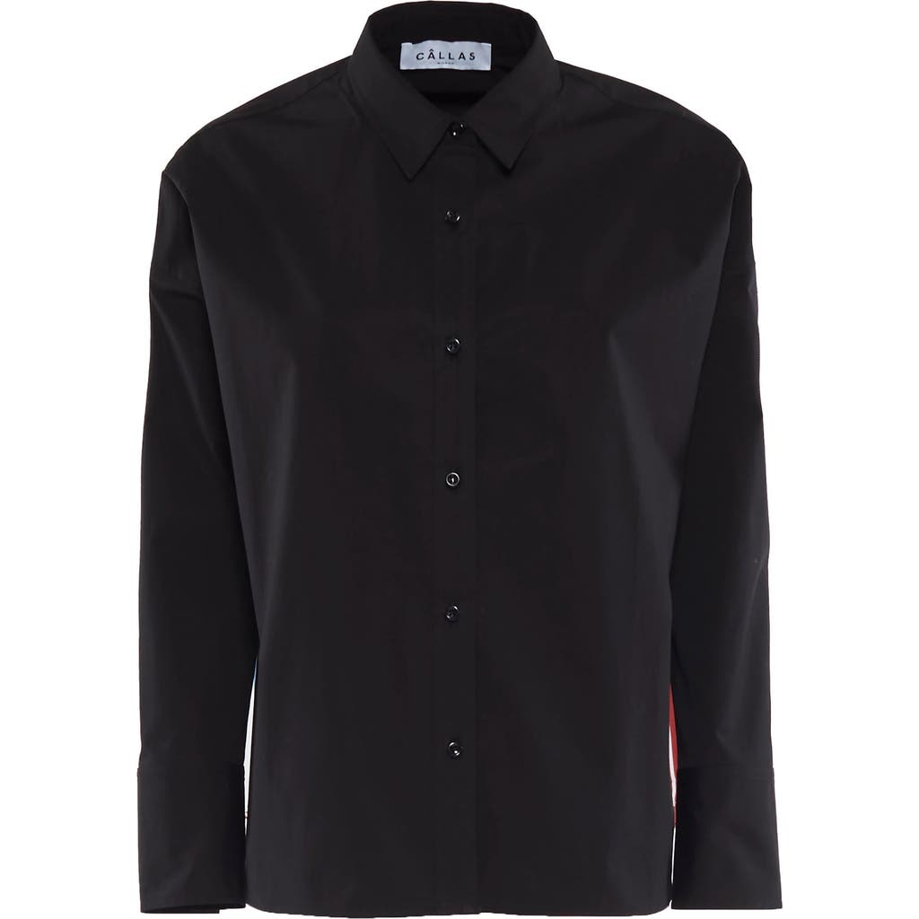 Callas Milano Sirene Poplin Shirt With Silk Twill Milano Print Scarf In Black