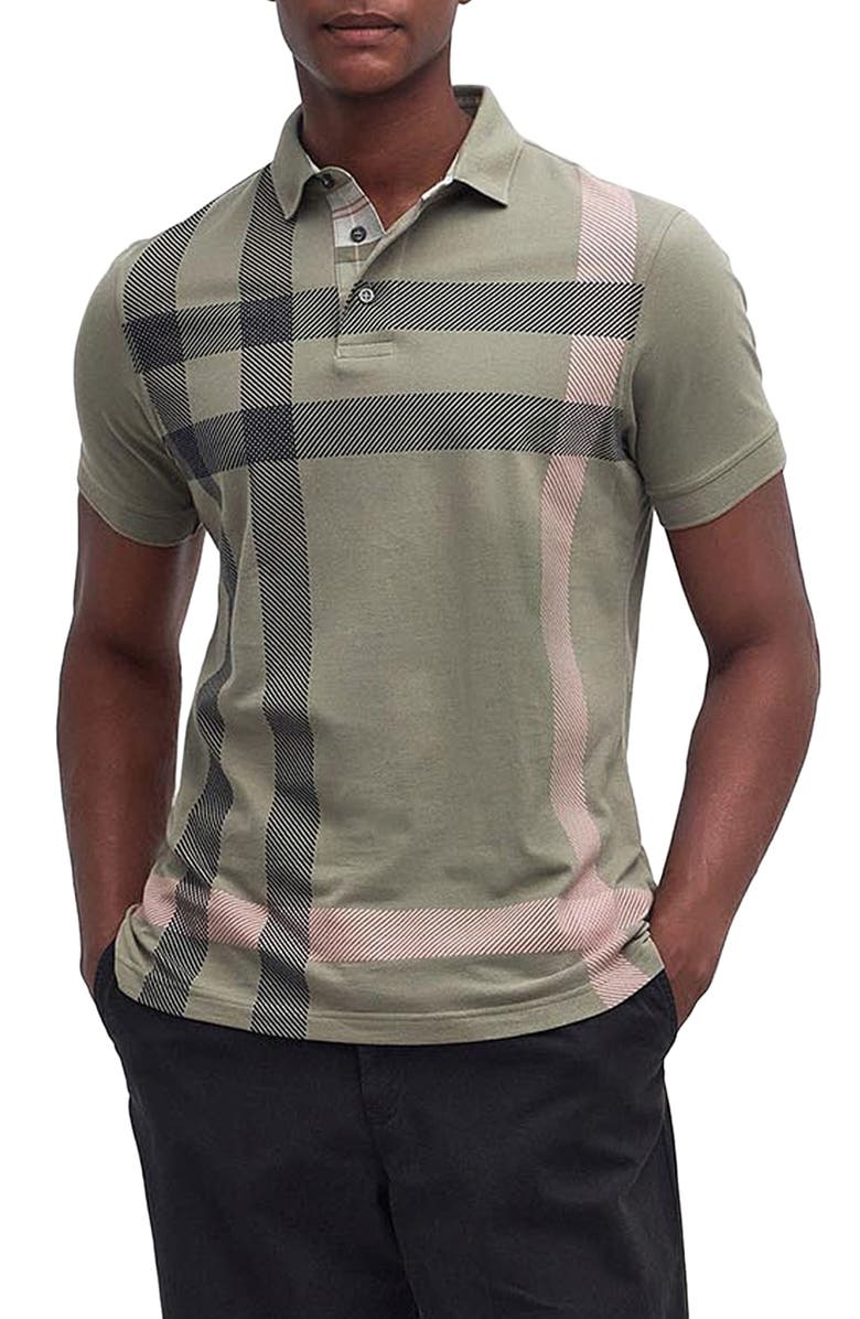 Barbour Blaine Tartan Polo, Main, color, Dusty Green