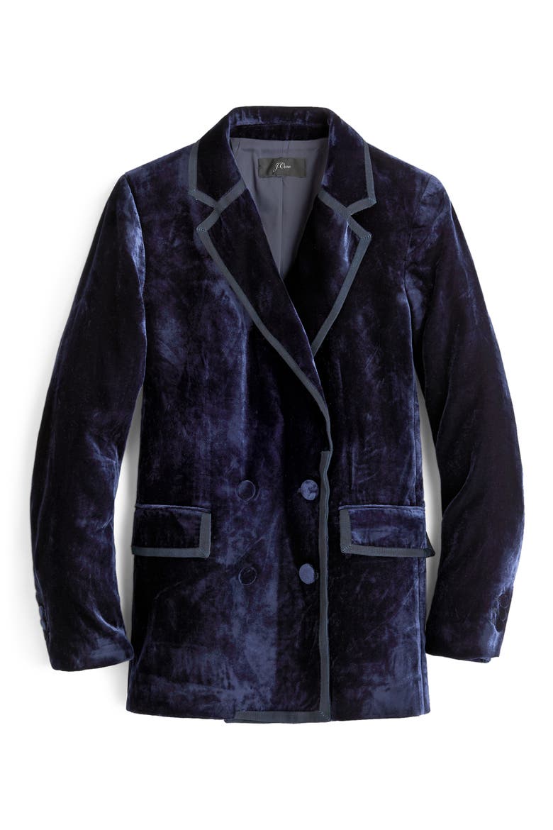 Double Breasted Drapey Velvet Blazer, Alternate, color, NAVY TWILIGHT