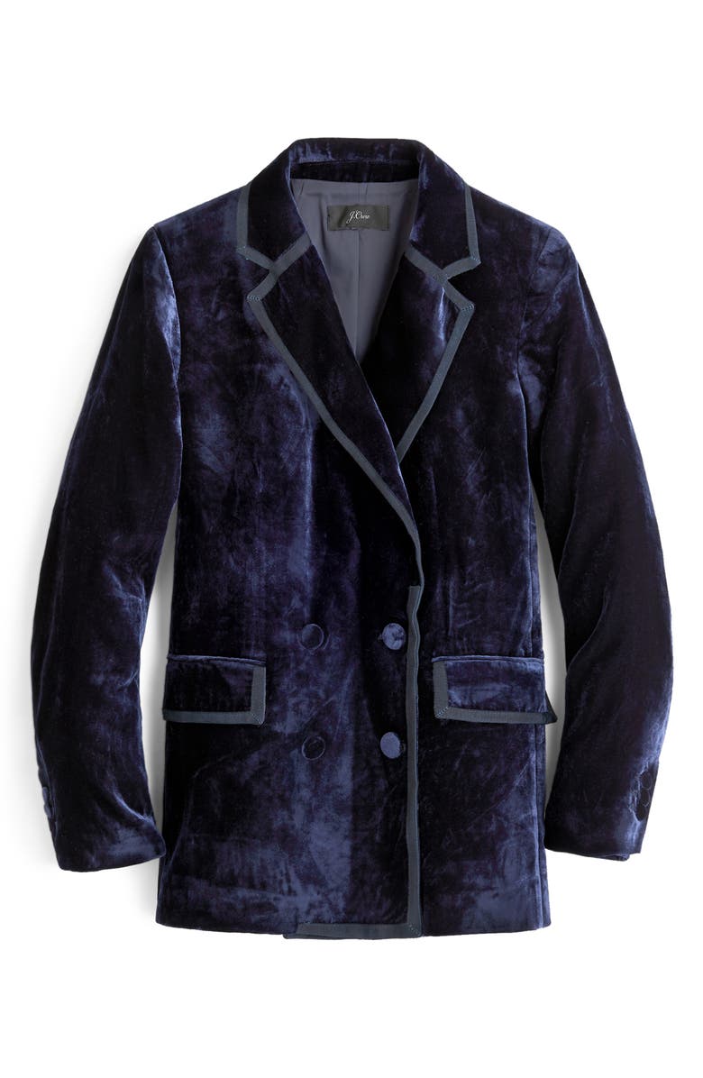 J.Crew Double Breasted Drapey Velvet Blazer, Alternate, color, 