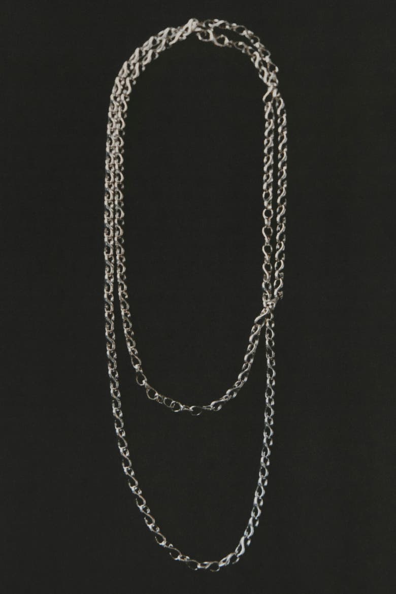 Teardrop-link Long Chain Necklace, Alternate, color, SILVER