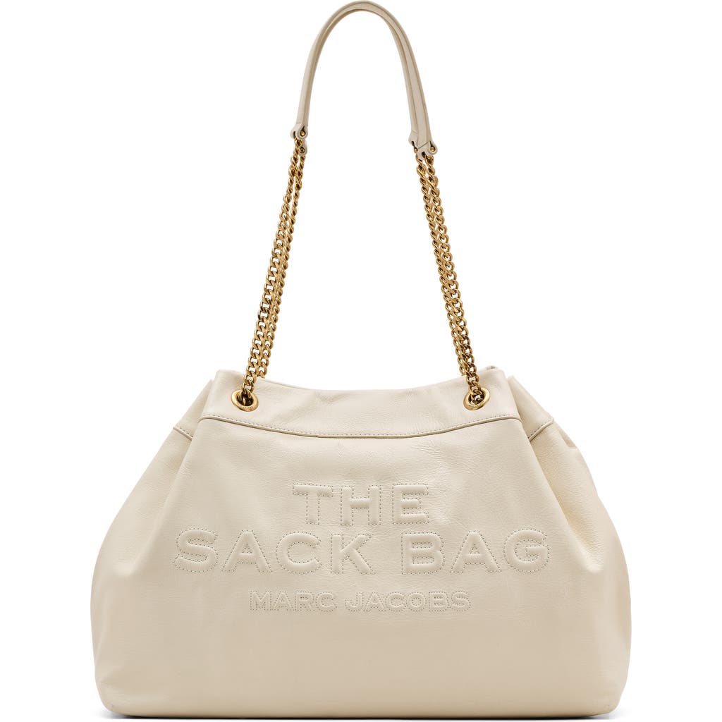 Marc Jacobs Women's The Chain Sack Leather Shoulder Bag In Cloud White