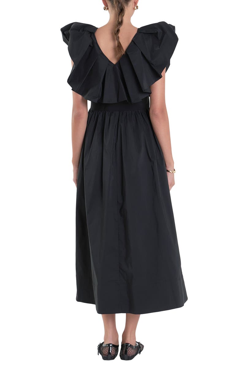 English Factory Ruffle Midi Dress, Alternate, color, Black