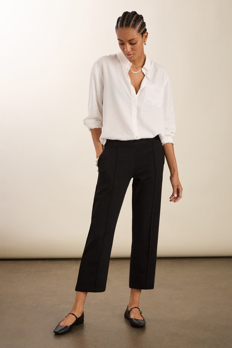 Ebru Ponte Straight Leg Crop Trousers, Alternate, color, Caviar Black