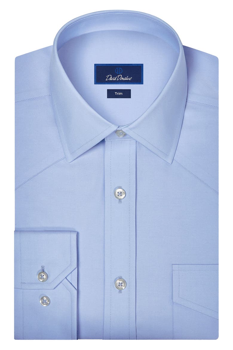 Trim Fit Light Blue Cotton Twill Button-Up Western Shirt, Main, color, SKY