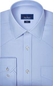 David Donahue Trim Fit Light Blue Cotton Twill Button-Up Western Shirt