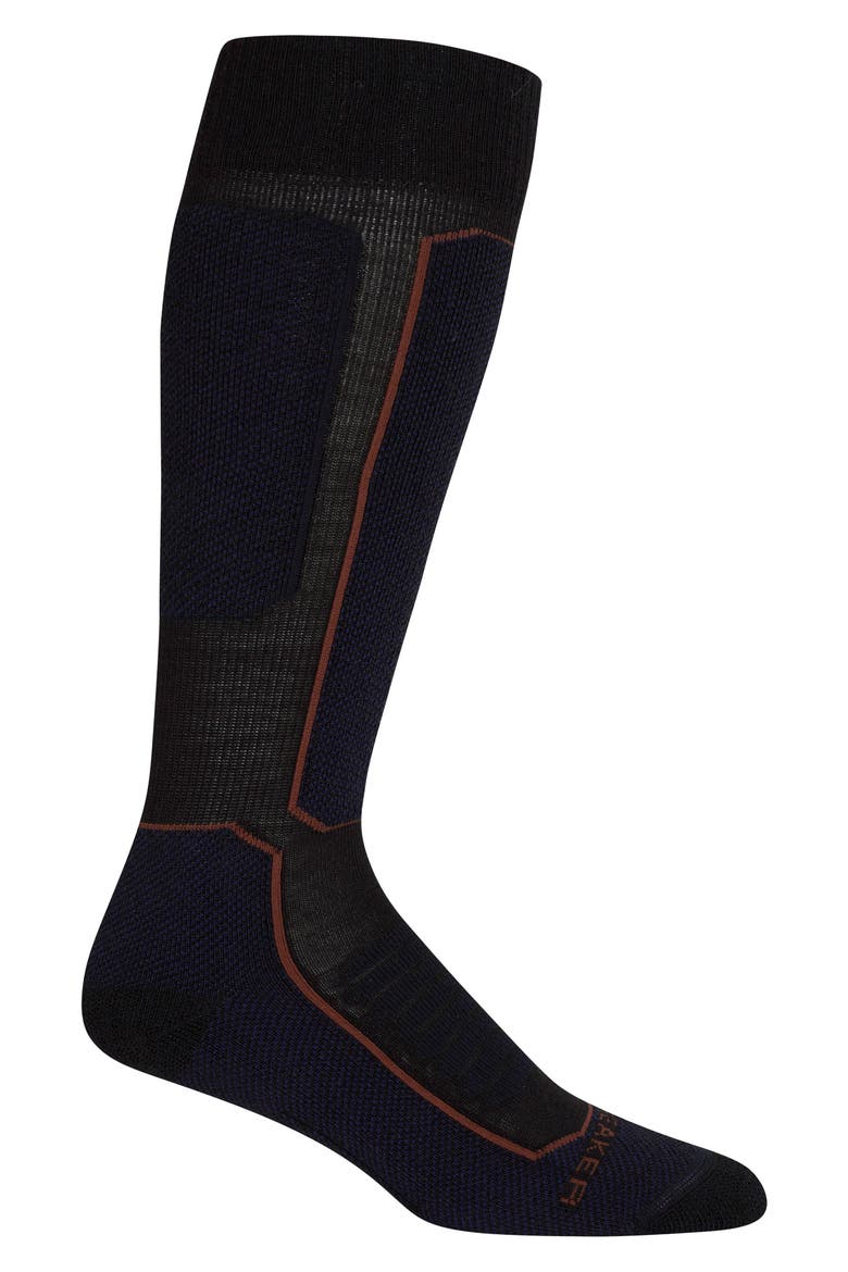 Ski Medium Merino Blend Socks, Main, color, BLACK/ ROYAL NAVY/ ESPRESSO