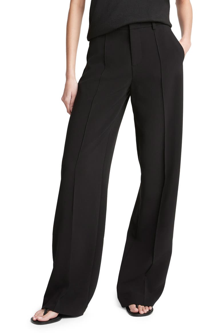 Pintuck Wide Leg Pants, Main, color, BLACK