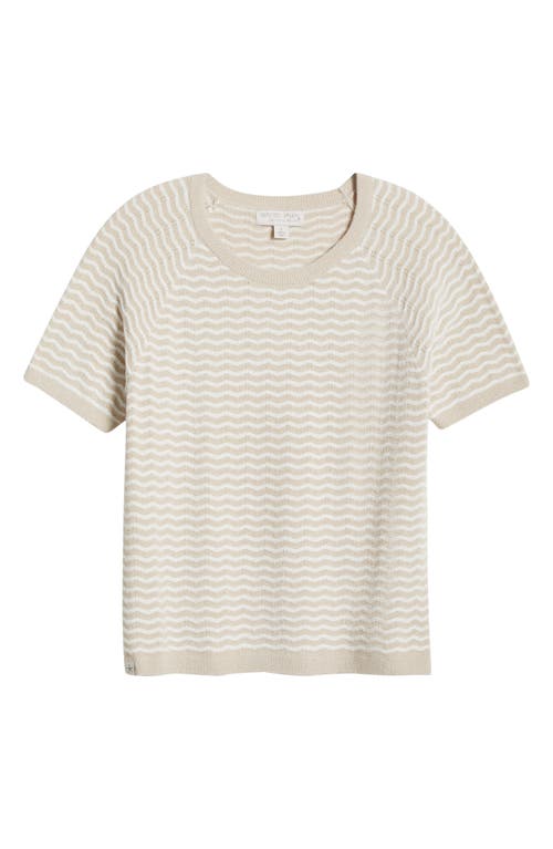Barefoot Dreams Cozychic Ultra Lite® Pointelle Short Sleeve Lounge Top In Stone/pearl