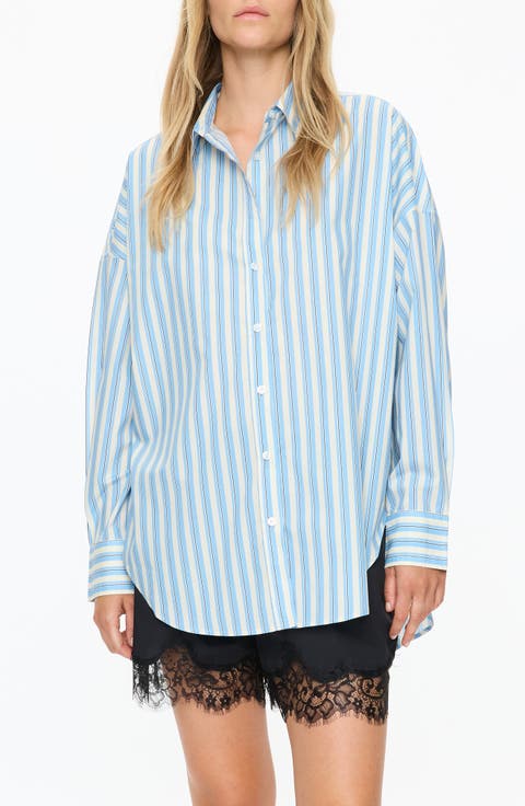 Mara Stripe Cotton Button-Up Shirt