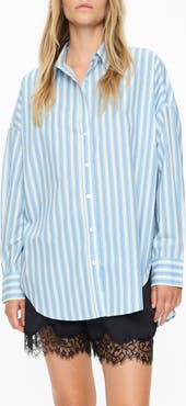 LMND Mara Stripe Cotton Button-Up Shirt
