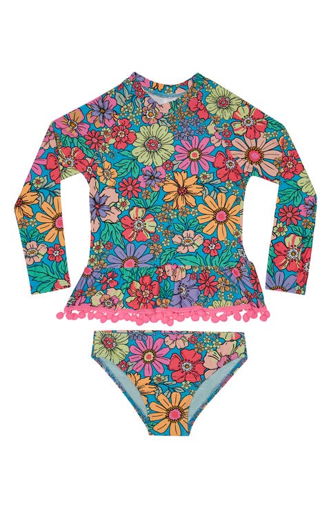 Kids' Mod Blossom Long Sleeve Two-Piece Rashguard Swimsuit (Little Kid)