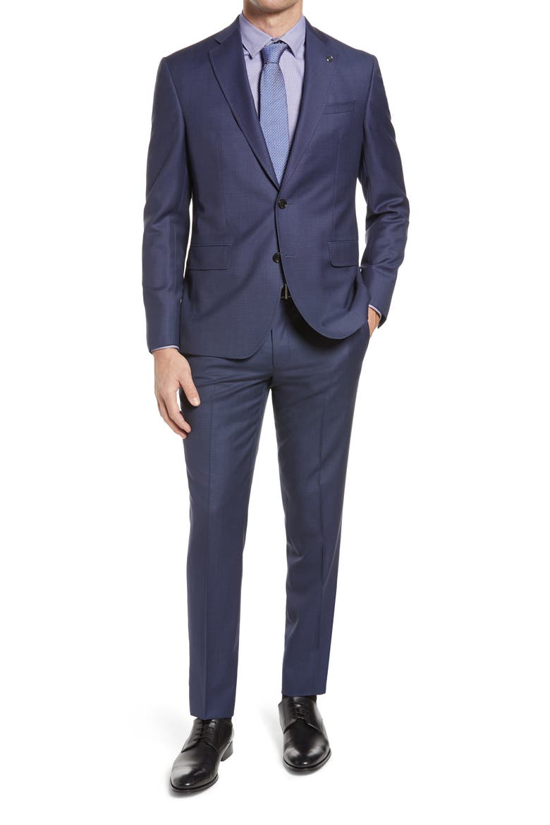 Roger Slim Fit Solid Wool Suit, Main, color, NAVY