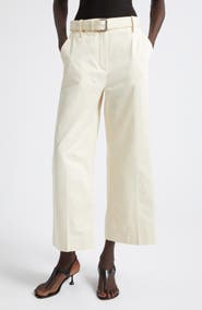 Proenza Schouler Nila Belted Cotton Drill Crop Straight Leg Pants