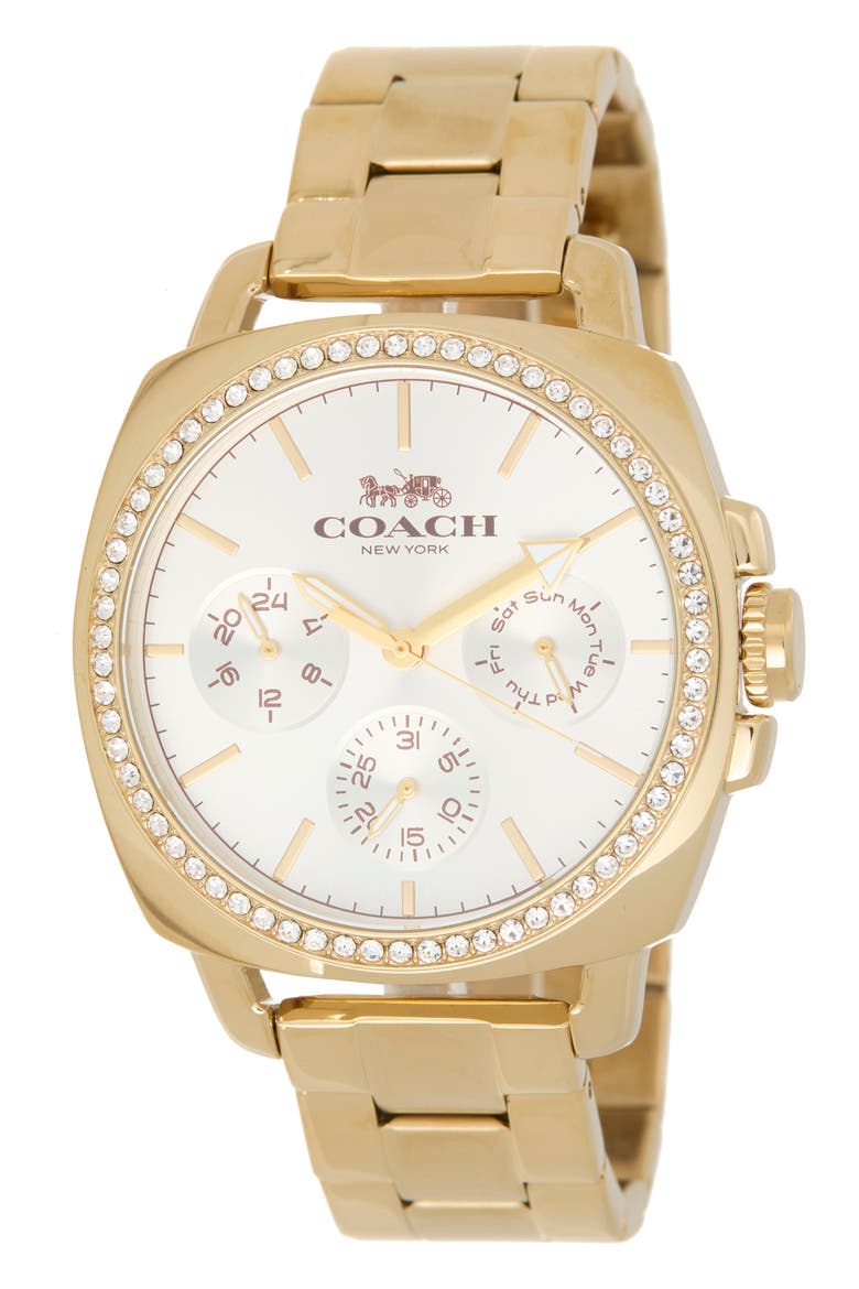 Crystal Bracelet Strap Multifunction Watch, 41.6mm, Main, color, ROSE GOLD