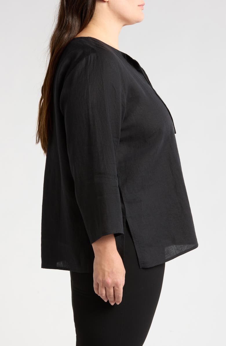Eileen Fisher Split Neck Organic Linen Top, Alternate, color, 