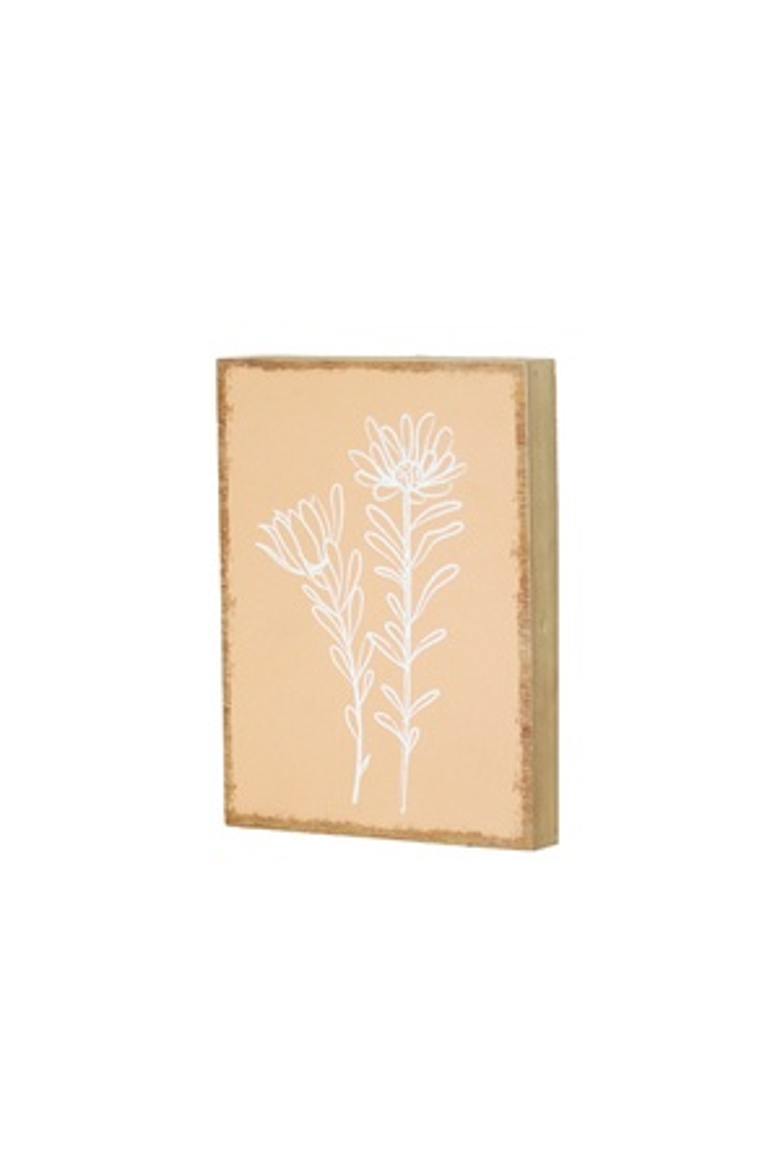 Wood 9.5 Inch Pink Floral Pattern Wall Art, Decorative Wooden Wall Décor Accent, Main, color, Pink