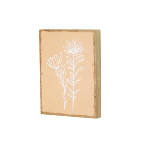 Wood 9.5 Inch Pink Floral Pattern Wall Art, Decorative Wooden Wall Décor Accent