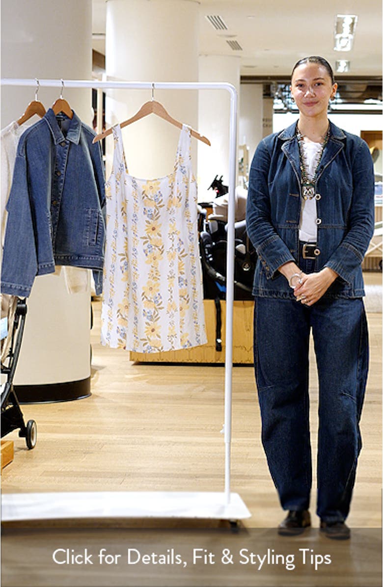 Floral Smock Back Linen Blend Minidress, sales video thumbnail