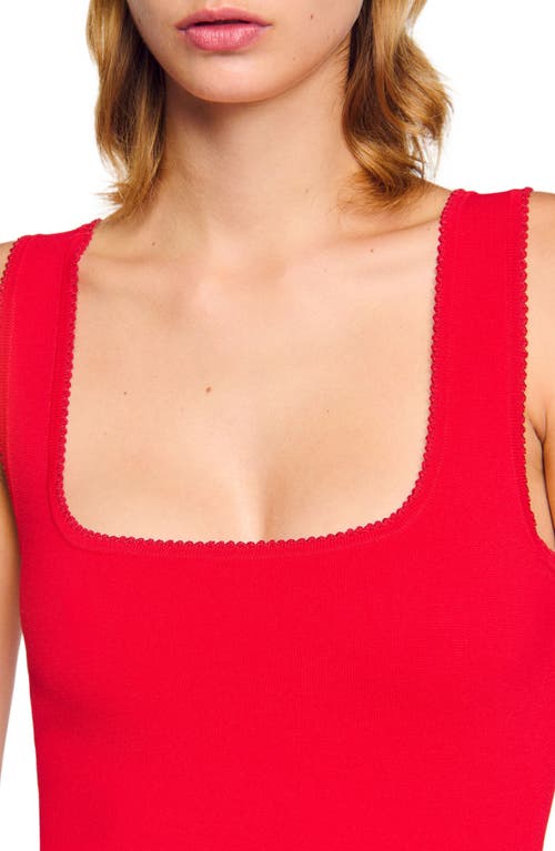 Sandro Short Knit Dress With Ruffles In Red