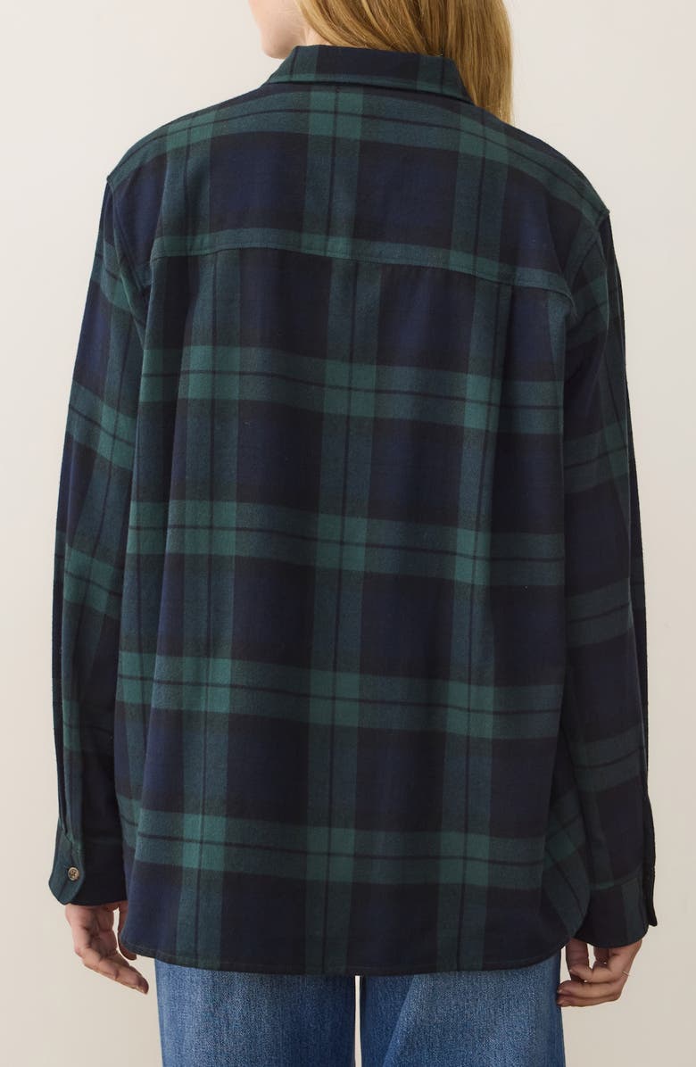 Marine Layer Jane Plaid Relaxed Fit Organic Cotton Plaid Button-Up Shirt, Alternate, color, Evergreen Plaid