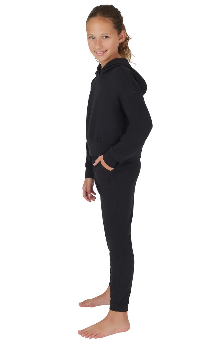 90 DEGREE BY REFLEX Kids' Scuba Knit Hoodie & Joggers Set, Alternate, color, Black