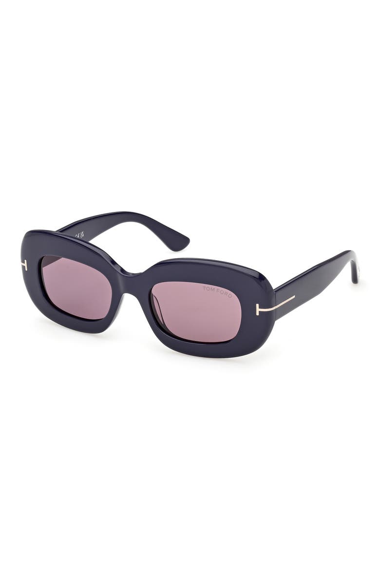 Islay 50mm Small Rectangular Sunglasses, Alternate, color, SHINY NAVY BLUE / PINK LENS
