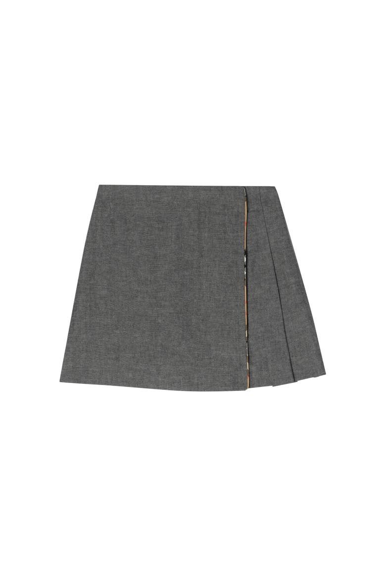 Check Trim Cotton Skirt, Main, color, Black melange