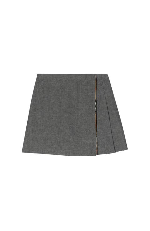 Check Trim Cotton Skirt