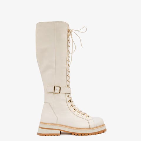 The Istinye Leather Knee High Lace-up Boot Limited Edition