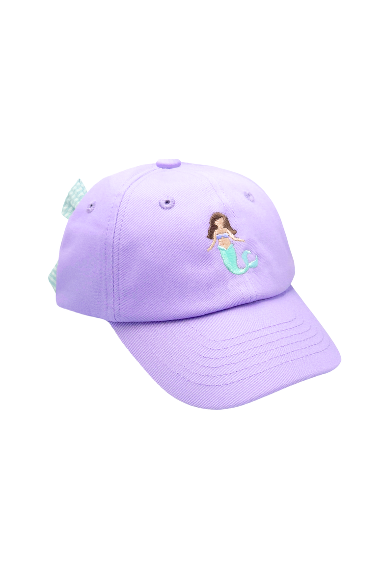 Brunette Mermaid Twill Bow Baseball Hat, Main, color, Lavender