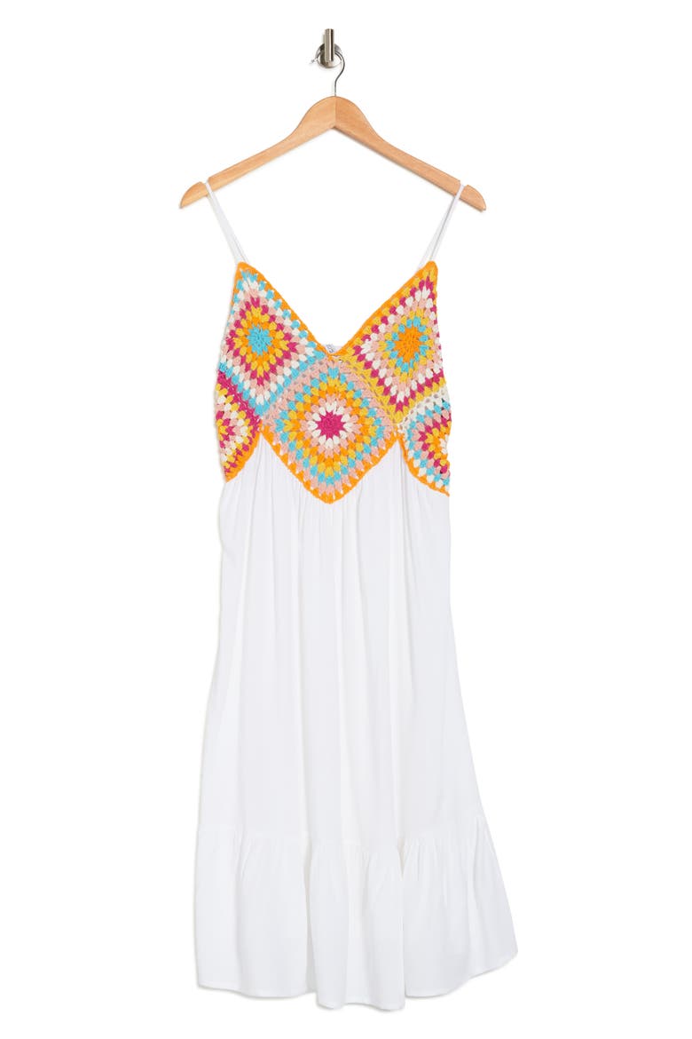 Granny Square Crochet Midi Dress, Alternate, color, WHITE