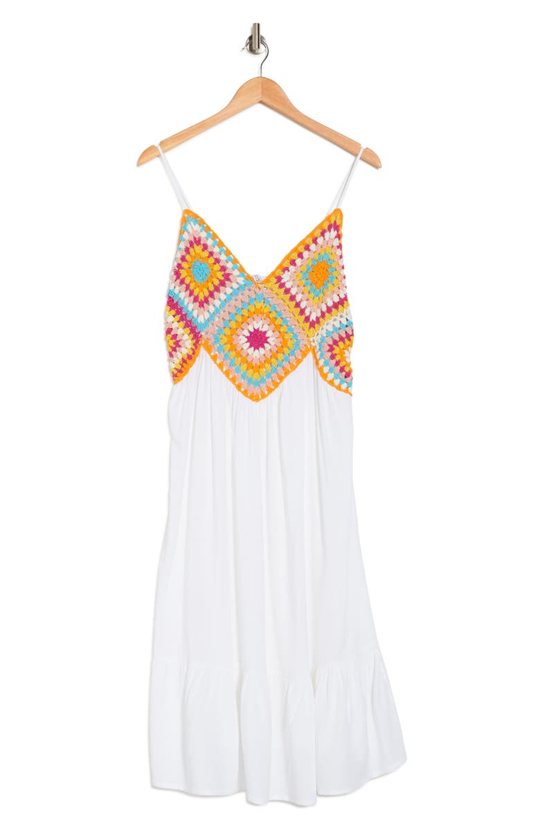 BOHO ME Granny Square Crochet Midi Dress, Alternate, color, White