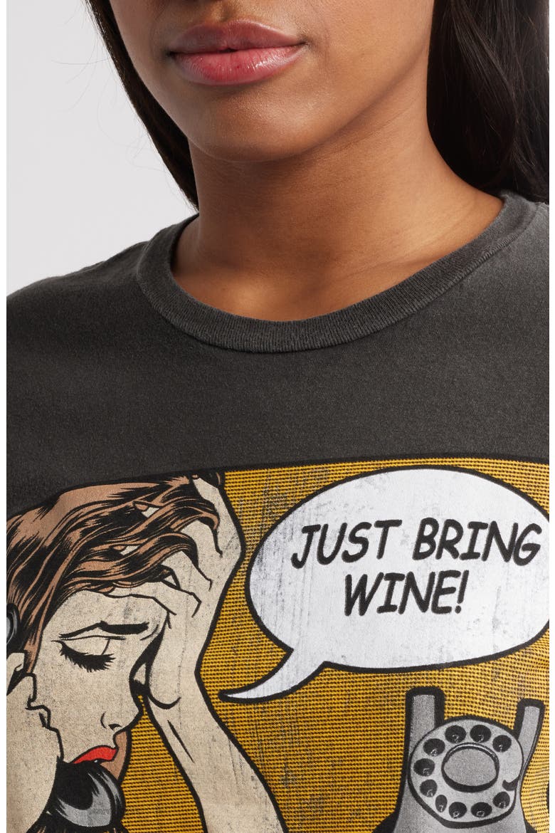 Just Bring Wine Crop Cotton Graphic T-Shirt, Alternate, color, BLACK