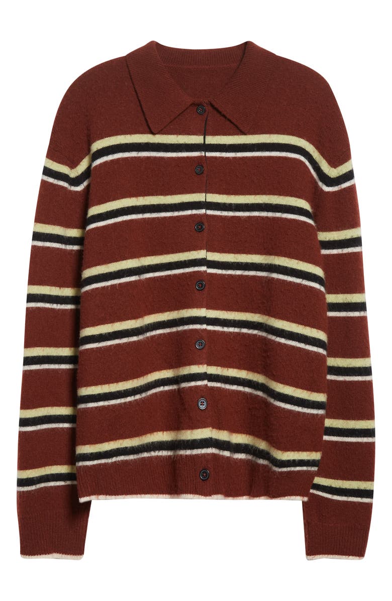 ZANKOV Andrew Stripe Merino Wool & Cashmere Cardigan, Alternate, color, Stripe-Tobacco