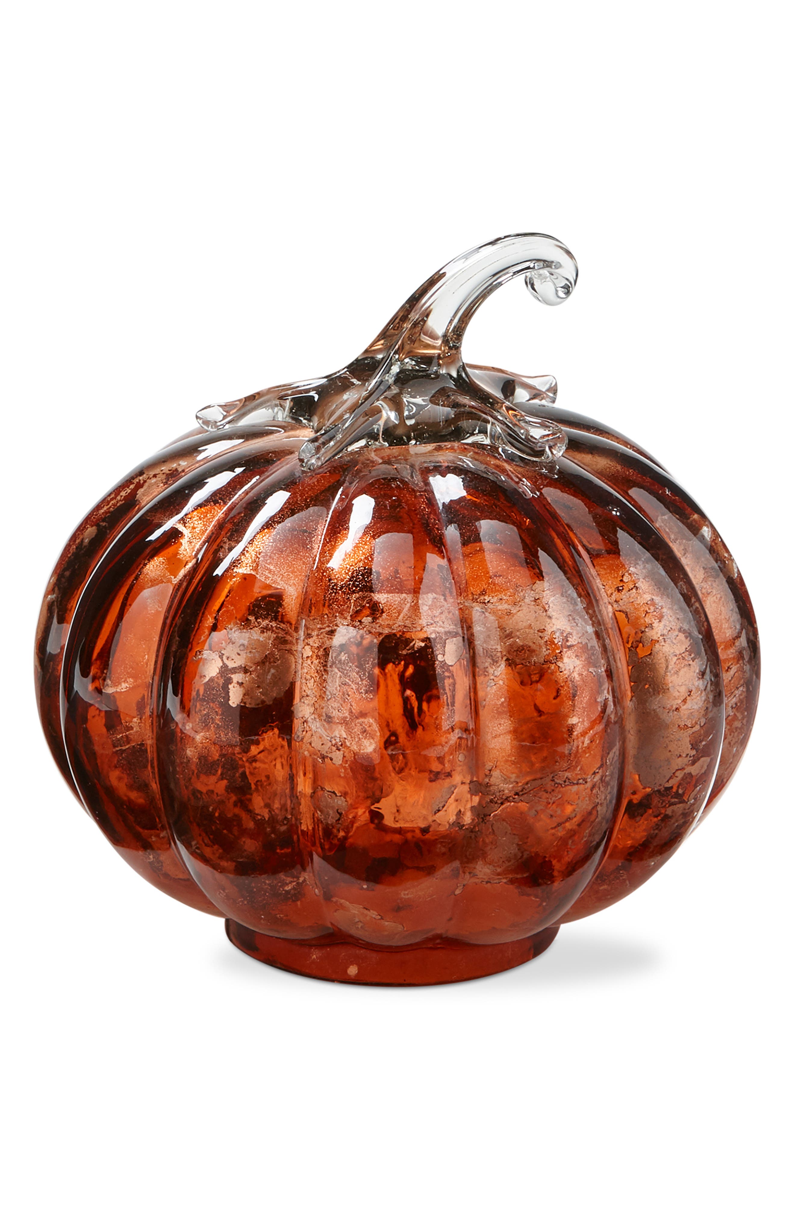 tag Small Glass Decorative Pumpkin in Antique Copper 