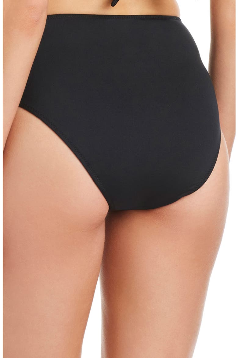 Embroidered High Waist Swim Bottoms, Alternate, color, BLACK