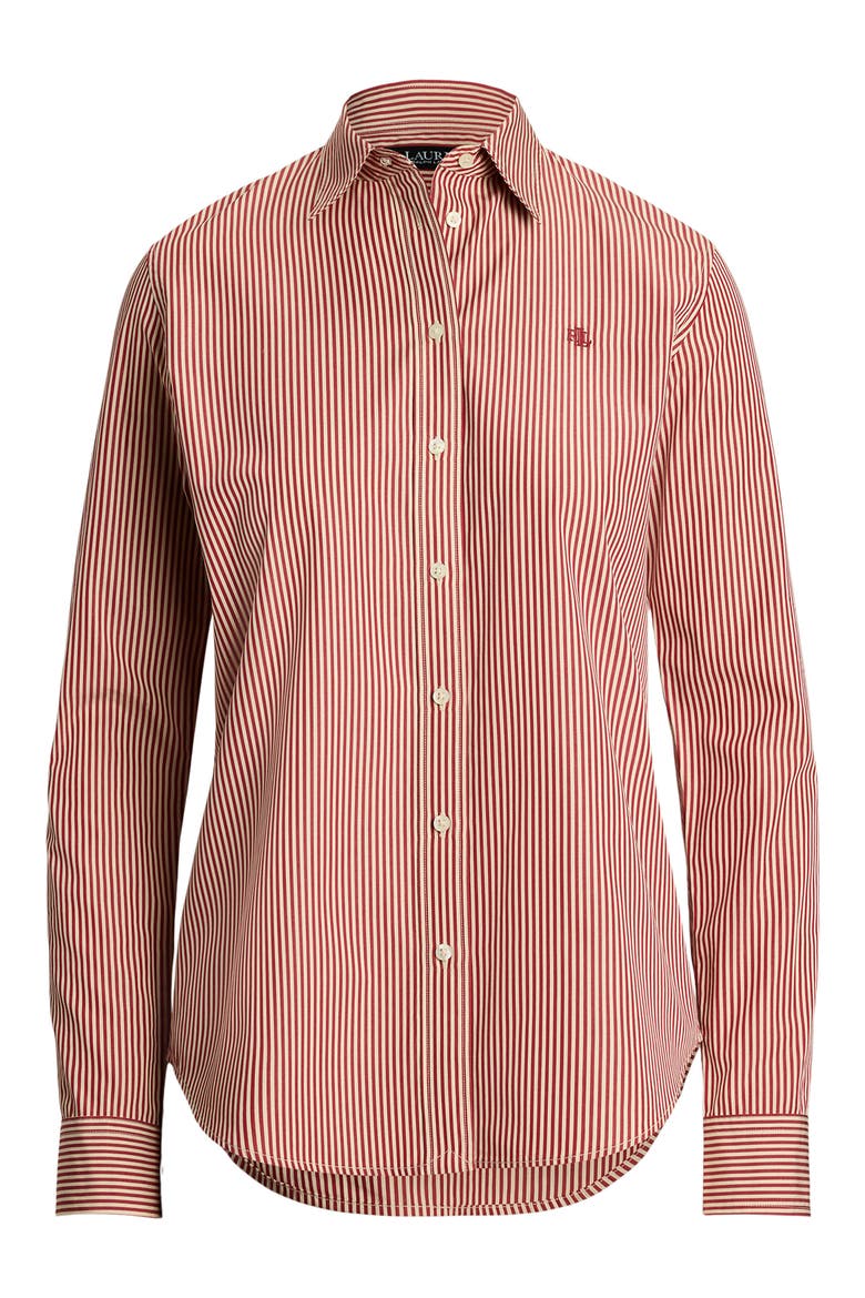 Classic Fit Stripe Broadcloth Button-Up Shirt, Alternate, color, RED/ CREAM