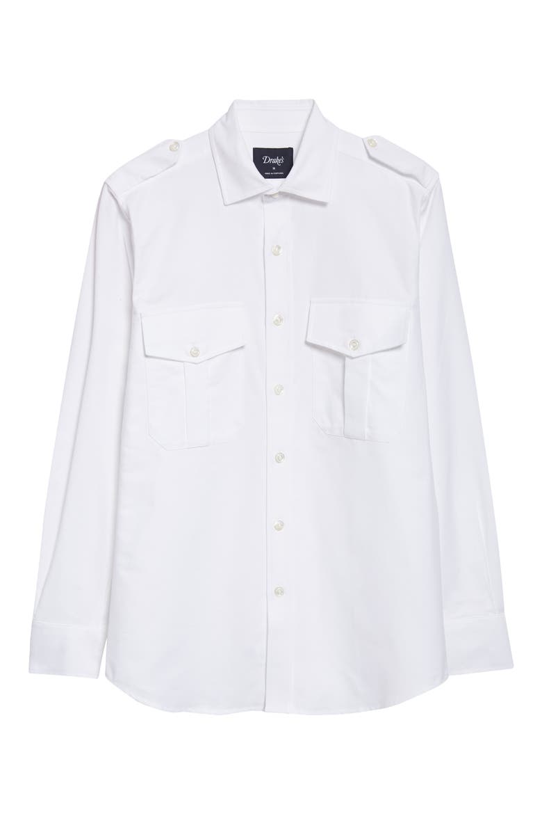 Epaulet Cotton Oxford Button-Up Shirt, Alternate, color, WHITE