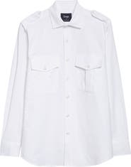 Drake's Epaulet Cotton Oxford Button-Up Shirt